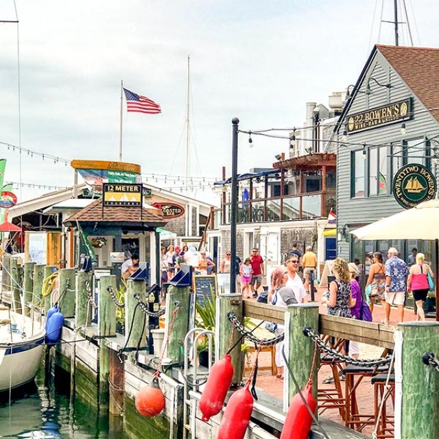 Cafes and shops at Bowen's Wharf in Newport, Rhode Island