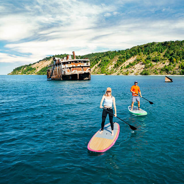 Paddleboarding at South Manitou Island in Lake Michigan