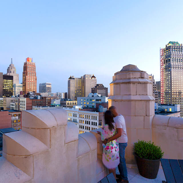 Views from The Monarch Club rooftop in Detroit, Michigan