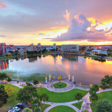 Sunset in Downtown Lakeland in Central Florida