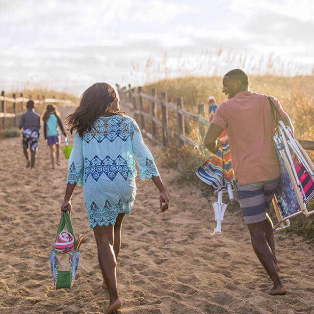 Walking to the water in Virginia Beach, Virginia