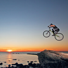 Stunt biking on the Connecticut coast