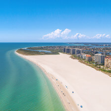 An aerial view of the Marco Island, Florida, shoreline