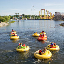 Riding bumper boats at the Michigan's Adventure theme park in Muskegon