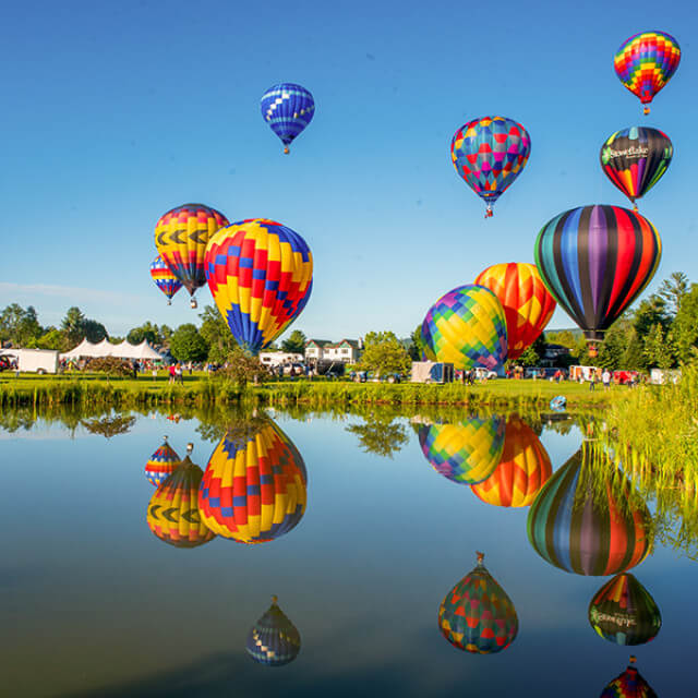 Balloons at the Quechee Hot Air Balloon Festival in Quechee, Vermont