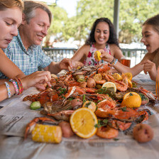 Sharing a traditional Louisiana shrimp boil