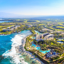 Aerial view of the Hilton Waikoloa Village on Hawaii's Kona Coast