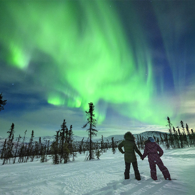 Admiring the northern lights above Fairbanks, Alaska