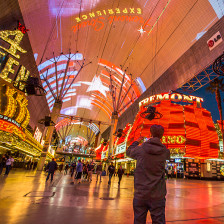 Admiring the lights along Fremont Street in Las Vegas, Nevada