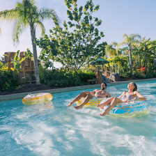 Soaking up the Florida sun in an Orlando water park pool