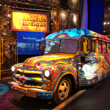 Colorful exhibits in the Museum at Bethel Woods, New York