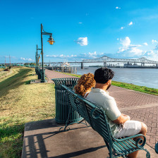 Viewing the Mississippi River from the Waterfront Plaza in Baton Rouge, Louisiana
