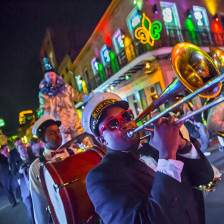 A marching band performs on the streets of New Orleans, Louisiana