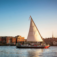 Taking a sailboat tour around downtown Portsmouth, New Hampshire