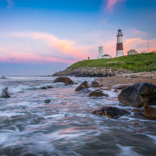 The Montauk Point Lighthouse on the east coast of Long Island, New York