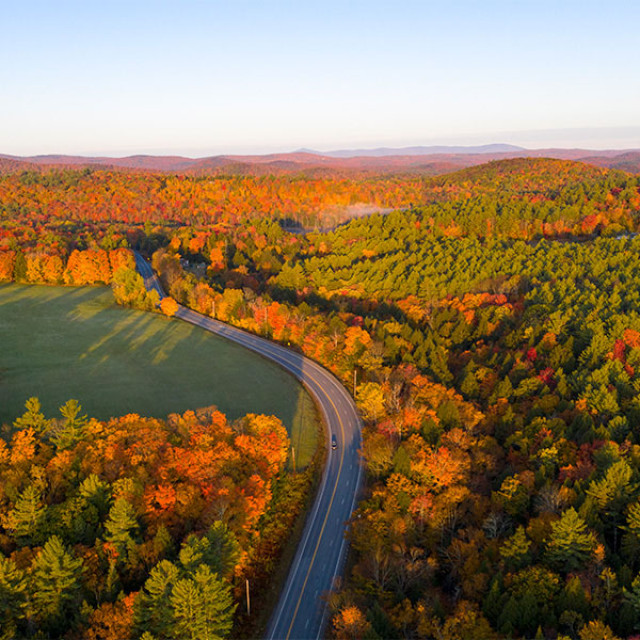 A scenic drive through fall foliage in Marlboro, Vermont