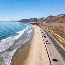 Driving along the scenic coast of Santa Barbara, California