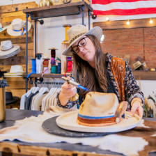 Hatmaking at an artisan shop in Downtown Lake Charles, Louisiana